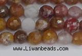 CAG9911 15.5 inches 6mm faceted round red moss agate beads