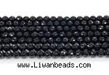 CON123 15.5 inches 5mm faceted round black onyx gemstone beads