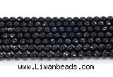 CON124 15.5 inches 6mm faceted round black onyx gemstone beads