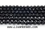 CON125 15.5 inches 8mm faceted round black onyx gemstone beads