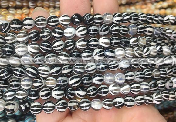 AGBS208 15 inches 6mm round tibetan dzi agate gemstone beads