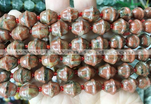 BLBS16 15 inches 10*11mm bell red sesame jasper beads wholesale