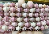 BLBS21 15 inches 10*11mm bell pink wood jasper beads wholesale