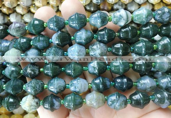 BLBS26 15 inches 10*11mm bell moss agate beads wholesale