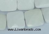 CAA06 15.5 inches 18*18mm faceted square white agate gemstone beads