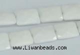 CAA07 15.5 inches 10*14mm faceted rectangle white agate gemstone beads