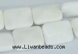 CAA08 15.5 inches 15*20mm faceted rectangle white agate gemstone beads