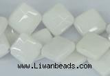 CAA09 15.5 inches 12*12mm faceted diamond white agate gemstone beads