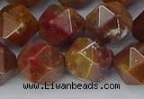 CAA1003 15.5 inches 12mm faceted nuggets red moss agate beads