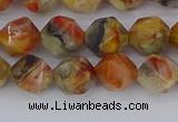 CAA1015 15.5 inches 8mm faceted nuggets red crazy lace agate beads