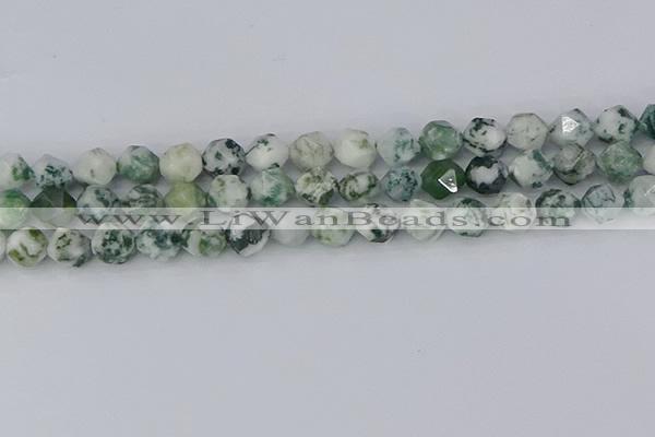 CAA1022 15.5 inches 10mm faceted nuggets tree agate beads