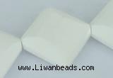 CAA11 15.5 inches 25*25mm faceted diamond white agate gemstone beads