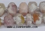 CAA1115 15.5 inches 10*14mm - 12*16mm faceted nuggets sakura agate beads