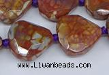 CAA1135 18*20mm - 25*35mm faceted freeform dragon veins agate beads