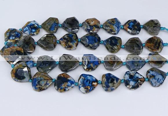 CAA1136 18*20mm - 25*35mm faceted freeform dragon veins agate beads