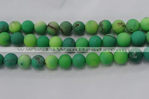 CAA1154 15.5 inches 12mm round matte grass agate beads wholesale