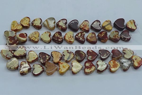 CAA1186 15.5 inches 16mm - 18mm heart dragon veins agate beads