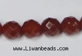 CAA119 15.5 inches 12mm faceted round red agate gemstone beads