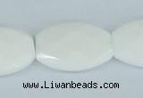 CAA12 15.5 inches 20*30mm faceted oval white agate gemstone beads