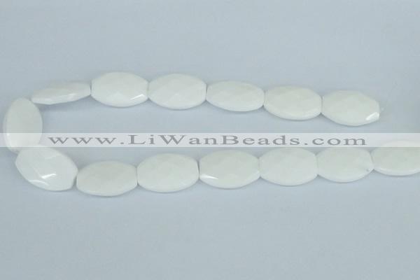 CAA12 15.5 inches 20*30mm faceted oval white agate gemstone beads