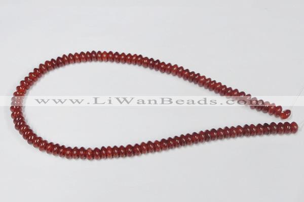 CAA122 15.5 inches 5*8mm rondelle red agate gemstone beads