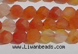 CAA1236 15.5 inches 6mm faceted nuggets matte red agate beads