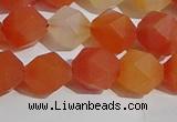 CAA1238 15.5 inches 10mm faceted nuggets matte red agate beads