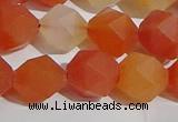 CAA1239 15.5 inches 12mm faceted nuggets matte red agate beads