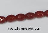 CAA125 15.5 inches 8*10mm faceted rice red agate gemstone beads