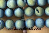 CAA1277 15.5 inches 6mm round matte plated druzy agate beads