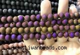 CAA1294 15.5 inches 8mm round matte plated druzy agate beads