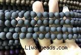 CAA1300 15.5 inches 8mm round matte plated druzy agate beads