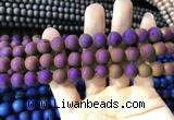 CAA1314 15.5 inches 10mm round matte plated druzy agate beads