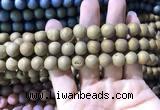 CAA1316 15.5 inches 10mm round matte plated druzy agate beads