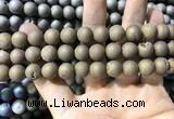 CAA1335 15.5 inches 12mm round matte plated druzy agate beads