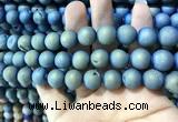 CAA1337 15.5 inches 12mm round matte plated druzy agate beads