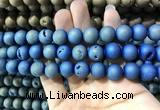 CAA1338 15.5 inches 12mm round matte plated druzy agate beads