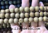 CAA1356 15.5 inches 14mm round matte plated druzy agate beads