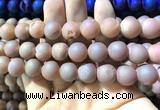 CAA1373 15.5 inches 16mm round matte plated druzy agate beads