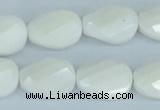 CAA14 15.5 inches 13*18mm faceted & twisted oval white agate beads