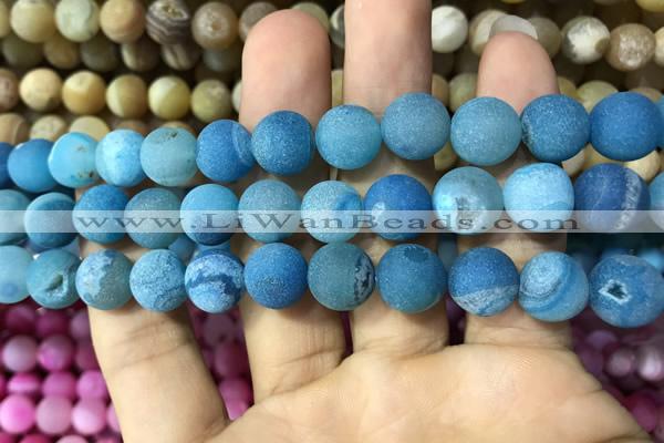 CAA1438 15.5 inches 12mm round matte druzy agate beads