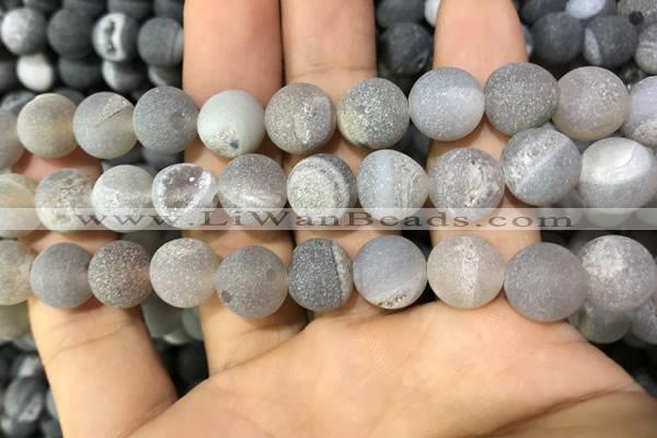 CAA1447 15.5 inches 14mm round matte druzy agate beads