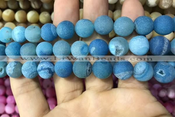 CAA1453 15.5 inches 14mm round matte druzy agate beads