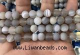 CAA1473 15.5 inches 12mm round matte banded agate beads wholesale