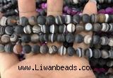 CAA1481 15.5 inches 8mm round matte banded agate beads wholesale