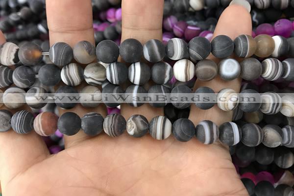 CAA1481 15.5 inches 8mm round matte banded agate beads wholesale