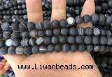 CAA1486 15.5 inches 8mm round matte banded agate beads wholesale