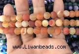 CAA1492 15.5 inches 10mm round matte banded agate beads wholesale