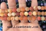 CAA1493 15.5 inches 12mm round matte banded agate beads wholesale