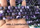 CAA1495 15.5 inches 6mm round matte banded agate beads wholesale